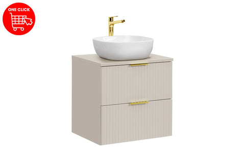 Badmöbel-Set Ardena Kaschmir 60 cm – Waschbecken + Waschbeckenunterschrank + Waschtischplatte – Ansicht 2