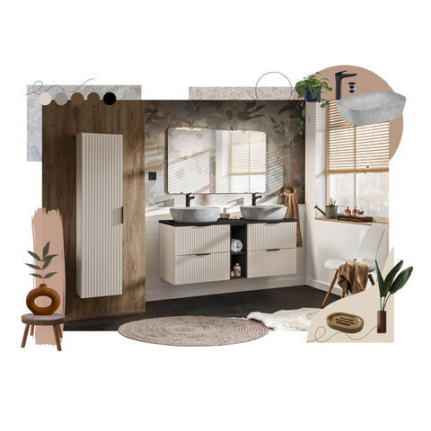 Badmöbel-Set Ardena Kaschmir 60 cm – Waschbecken + Waschbeckenunterschrank + Waschtischplatte – Ansicht 6