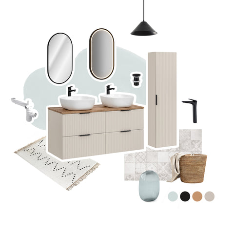 Badmöbel-Set Ardena Kaschmir 60 cm – Waschbeckenunterschrank + Waschtischplatte – Ansicht 3