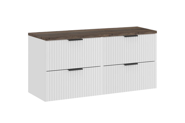 Badmöbel-Set Ardena Weiß 120 cm – 2 × Waschbeckenunterschrank + Waschtischplatte