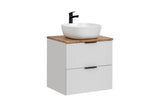 Badmöbel-Set Ardena Weiß 60 cm – Waschtischplatte + Waschbeckenunterschrank + Waschbecken