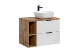 Badmöbel-Set Ardena Weiß 80 cm – Waschtischplatte + Waschbeckenunterschrank + Waschbecken