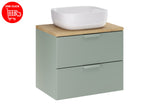 Badmöbel-Set Asteya Grün 60 cm – Waschbecken + Waschtischplatte + Waschbeckenunterschrank – Ansicht 3