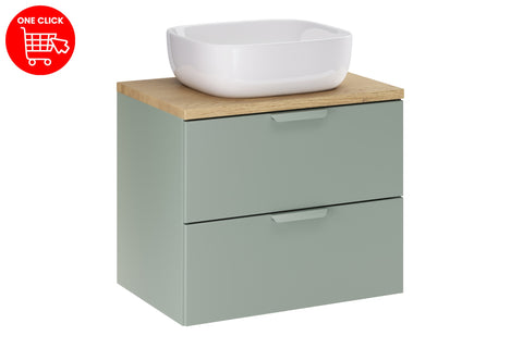 Badmöbel-Set Asteya Grün 60 cm – Waschbecken + Waschtischplatte + Waschbeckenunterschrank – Ansicht 3