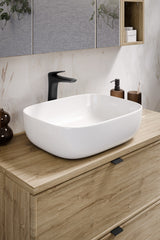 Badmöbel-Set Asteya Grün 60 cm – Waschbecken + Waschtischplatte + Waschbeckenunterschrank – Ansicht 4