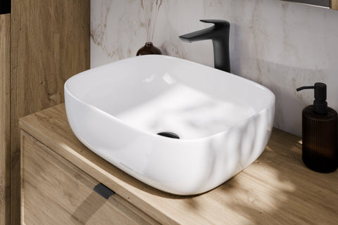 Badmöbel-Set Asteya Grün 60 cm – Waschbecken + Waschtischplatte + Waschbeckenunterschrank – Ansicht 5