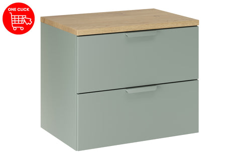 Badmöbel-Set Asteya Grün 60 cm – Waschtischplatte + Waschbeckenunterschrank – Ansicht 4