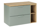Badmöbel-Set Asteya Grün 80 cm – Waschtischplatte + Regal + Waschbeckenunterschrank – Ansicht 2