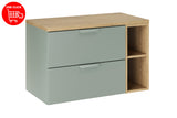 Badmöbel-Set Asteya Grün 80 cm – Waschtischplatte + Regal + Waschbeckenunterschrank – Ansicht 3