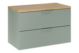 Badmöbel-Set Asteya Grün 80 cm – Waschtischplatte + Waschbeckenunterschrank – Ansicht 2