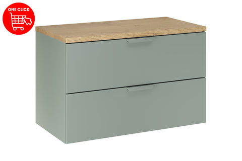Badmöbel-Set Asteya Grün 80 cm – Waschtischplatte + Waschbeckenunterschrank – Ansicht 3