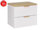 Badmöbel-Set Asteya Weiß 60 cm – Waschtischplatte + Waschbeckenunterschrank – Ansicht 3