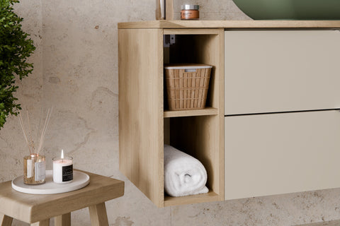 Badmöbel-Set Asteya Weiß 80 cm – Waschtischplatte + Regal + Waschbeckenunterschrank – Ansicht 5