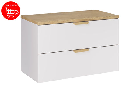 Badmöbel-Set Asteya Weiß 80 cm – Waschtischplatte + Waschbeckenunterschrank – Ansicht 3