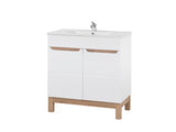 Badmöbel-Set Balvina Weiß 80 cm – Waschbeckenunterschrank + Badzubehör + Waschbecken