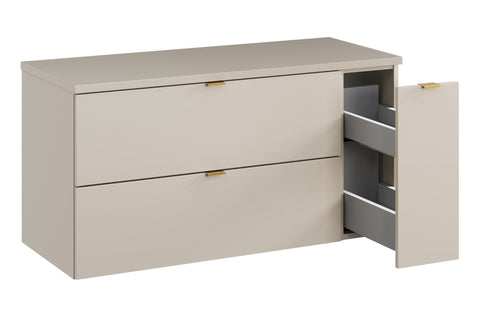 Badmöbel-Set Dalvira Kaschmir 100 cm – Waschtischplatte + Waschbeckenunterschrank + Hängeschrank – Ansicht 4