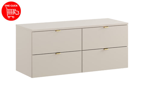 Badmöbel-Set Dalvira Kaschmir 120 cm – Waschtischplatte + 2 × Waschbeckenunterschrank – Ansicht 2