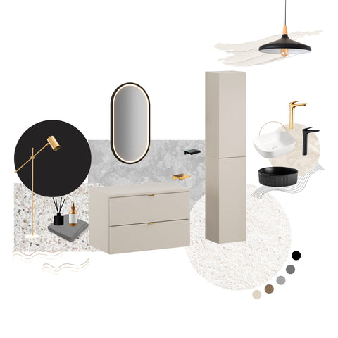 Badmöbel-Set Dalvira Kaschmir 80 cm – Waschbeckenunterschrank + Waschtischplatte – Ansicht 3