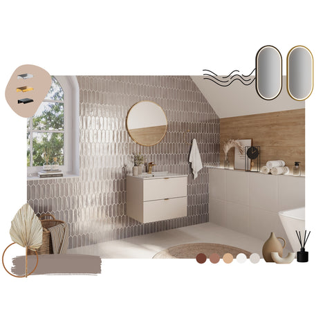 Badmöbel-Set Dalvira Kaschmir 80 cm – Waschbeckenunterschrank + Waschtischplatte – Ansicht 4