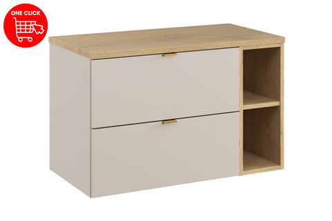Badmöbel-Set Dalvira Kaschmir 80 cm – Waschbeckenunterschrank + Waschtischplatte + Regal – Ansicht 4