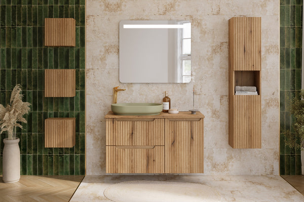 Badmöbel-Set Novira Coast Evoke Eiche 40 cm – Waschtischplatte + Hängeschrank