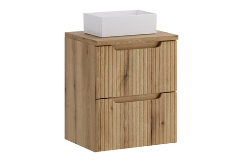 Badmöbel-Set Novira Coast Evoke Eiche 50 cm – Waschtischplatte + Waschbecken + Waschbeckenunterschrank – Ansicht 2