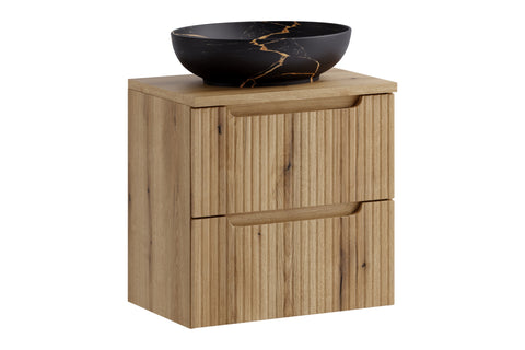 Badmöbel-Set Novira Coast Evoke Eiche 60 cm – Waschbecken + Waschtischplatte + Waschbeckenunterschrank – Ansicht 2