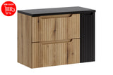 Badmöbel-Set Novira Coast Evoke Eiche 80 cm – Waschtischplatte + Hängeschrank + Waschbeckenunterschrank – Ansicht 3