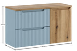 Badmöbel-Set Novira Denimblau 100 cm – Waschtischplatte + Hängeschrank + Waschbeckenunterschrank – Ansicht 6
