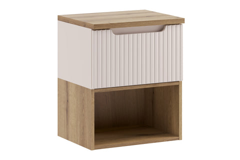 Badmöbel-Set Novira Kaschmir 50 cm – Waschtischplatte + Waschbeckenunterschrank + Regal – Ansicht 2