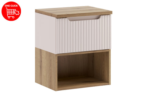 Badmöbel-Set Novira Kaschmir 50 cm – Waschtischplatte + Waschbeckenunterschrank + Regal – Ansicht 3