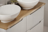 Badmöbel-Set Novira Kaschmir 60 cm – Waschtischplatte + Waschbeckenunterschrank + Regal – Ansicht 5