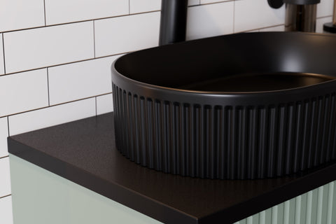 Badmöbel-Set Sombrela Grün 70 cm – Waschbecken + Waschbeckenunterschrank + Waschtischplatte – Ansicht 4
