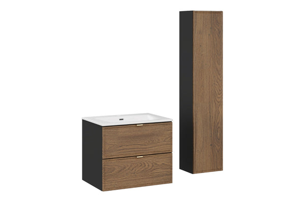 Badmöbel-Set Talvera Casella Eiche 60 cm – Waschbecken + Hochschrank + Waschbeckenunterschrank (SET-TC 60CM UM SKY HC)