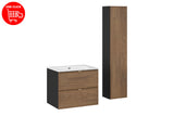 Badmöbel-Set Talvera Casella Eiche 60 cm – Waschbecken + Hochschrank + Waschbeckenunterschrank (SET-TC 60CM UM SKY HC) – Ansicht 2