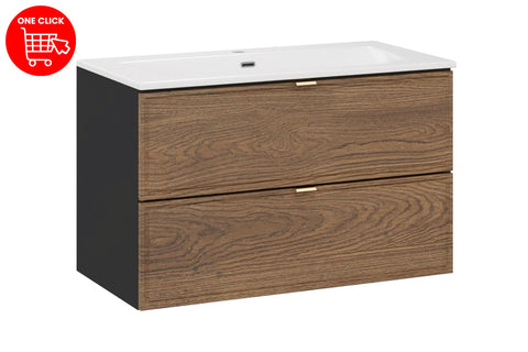 Badmöbel-Set Talvera Casella Eiche 80 cm – Waschbecken + Waschbeckenunterschrank – Ansicht 2