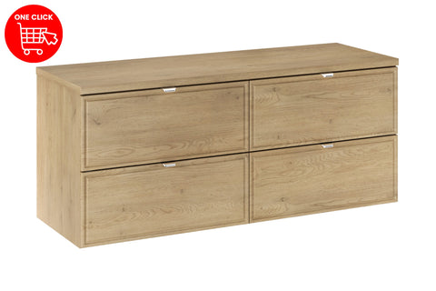 Badmöbel-Set Terrana Cremona Eiche 120 cm – Waschtischplatte + 2 × Waschbeckenunterschrank – Ansicht 3