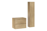 Badmöbel-Set Terrana Cremona Eiche 60 cm – Waschtischplatte + Hochschrank + Waschbeckenunterschrank – Ansicht 2