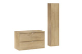 Badmöbel-Set Terrana Cremona Eiche 80 cm – Waschtischplatte + Hochschrank + Waschbeckenunterschrank – Ansicht 2
