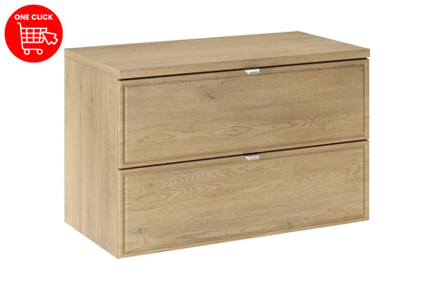 Badmöbel-Set Terrana Cremona Eiche 80 cm – Waschtischplatte + Waschbeckenunterschrank – Ansicht 3
