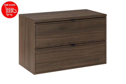 Badmöbel-Set Terrana Walnuss Villa 80 cm – Waschbeckenunterschrank + Waschtischplatte – Ansicht 4
