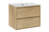 Badmöbel-Set Violetta Cremona Eiche 60 cm – Waschbecken + Waschbeckenunterschrank – Ansicht 2
