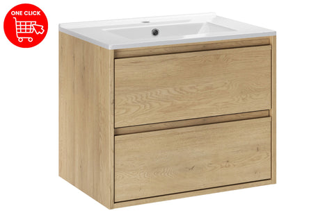 Badmöbel-Set Violetta Cremona Eiche 60 cm – Waschbecken + Waschbeckenunterschrank – Ansicht 3