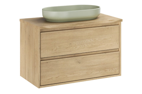 Badmöbel-Set Violetta Cremona Eiche 80 cm – Waschbecken + Waschtischplatte + Waschbeckenunterschrank – Ansicht 2