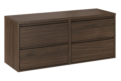 Badmöbel-Set Violetta Walnuss Villa 120 cm – Waschtischplatte + 2 × Waschbeckenunterschrank – Ansicht 2