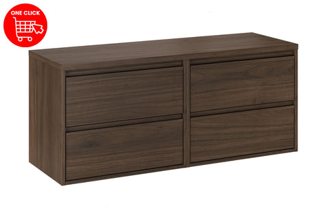Badmöbel-Set Violetta Walnuss Villa 120 cm – Waschtischplatte + 2 × Waschbeckenunterschrank – Ansicht 3