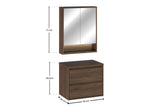 Badmöbel-Set Violetta Walnuss Villa 60 cm – Waschtischplatte + Spiegelschrank + Waschbeckenunterschrank – Ansicht 4