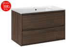 Badmöbel-Set Violetta Walnuss Villa 80 cm – Waschbecken + Waschbeckenunterschrank – Ansicht 3