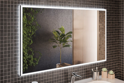 Badspiegel mit LED-Beleuchtung Alicia 68 × 123 cm – mit Rahmen, Rahmen Graphit – Ansicht 4