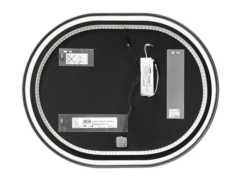 Badspiegel mit LED-Beleuchtung Apollon 70 × 90 cm – mit Rahmen, Rahmen Schwarz